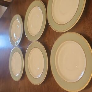 6 TAYLOR SMITH TAYLOR COFFEE SAUCERS HERITAGE GREEN